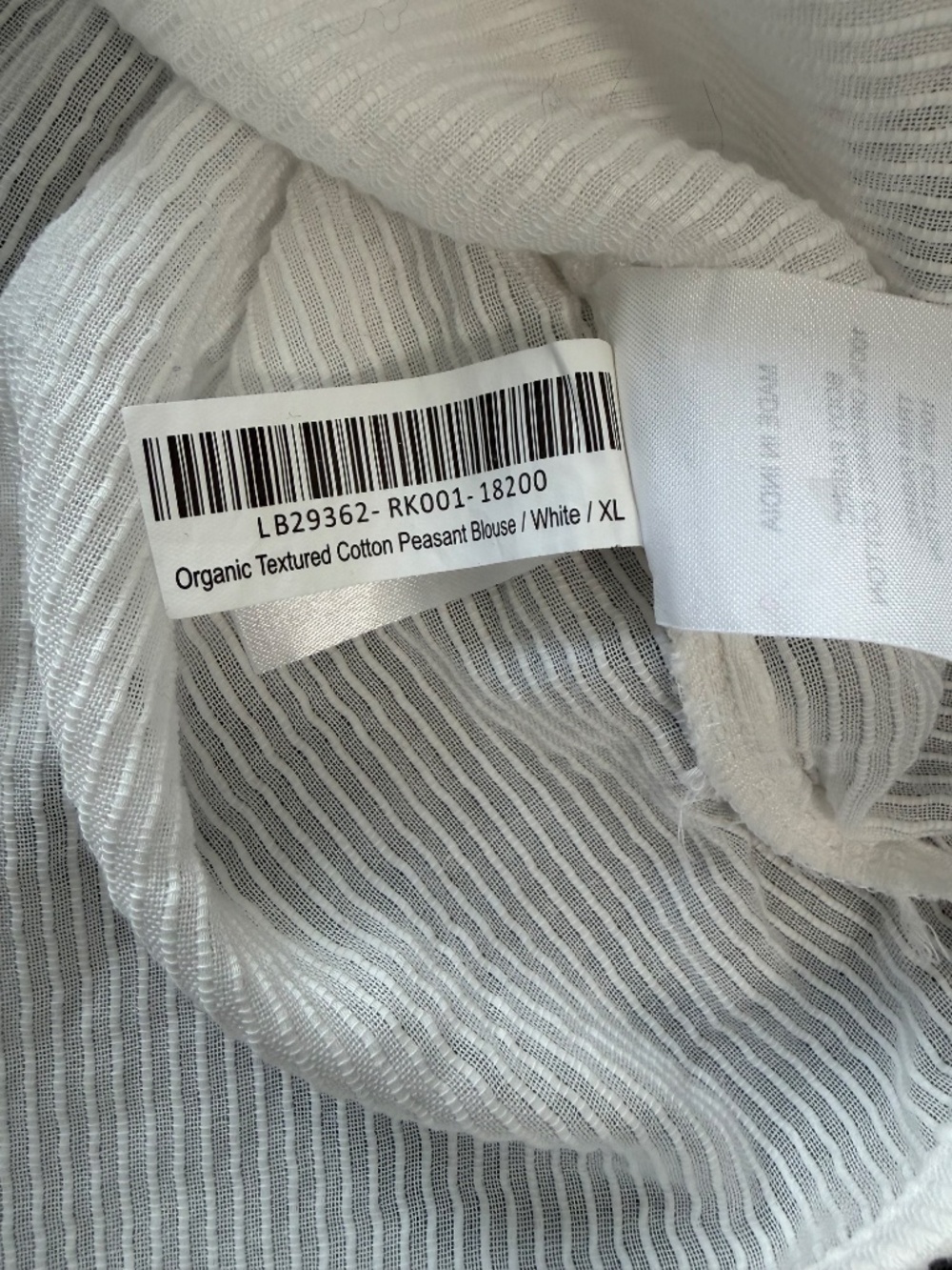 Quince Textured Cotton Peasant Blouse size XL - Picture 7 of 7